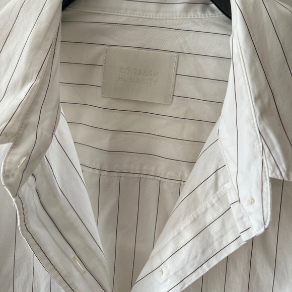 COH CITIZENS OF HUMANITY NWT Striped Cocoon Poplin Shirt White Button Down Up - Picture 11 of 15